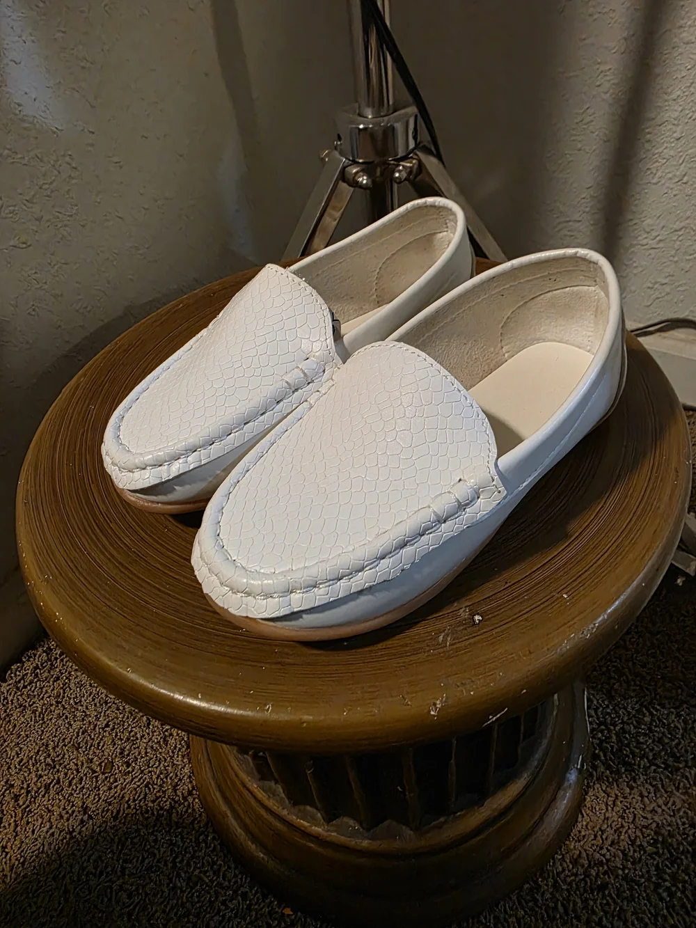 White Slip-On Loafers - Textured Upper